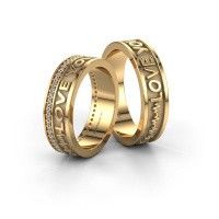 Image of Wedding rings set WHR0436LM ±6x2 mm 14 Carat gold diamond 0.005 crt