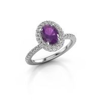 Image of Engagement ring Talitha OVL 585 white gold amethyst 7x5 mm