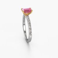 Image of Engagement Ring Crystal Eme 2<br/>585 white gold<br/>Pink sapphire 6.5x4.5 mm