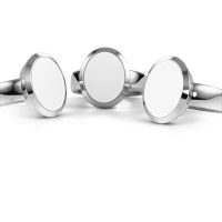 Afbeelding van Zegelring Oscar 4<br/>950 platina<br/>witte emaille 15x12 mm