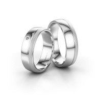 Image of Wedding rings set WH0301LM26APM ±6x1.7 mm 14 Carat white gold diamond 0.012 crt
