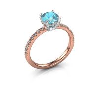 Image of Engagement ring saskia rnd 1<br/>585 rose gold<br/>Blue topaz 6.5 mm