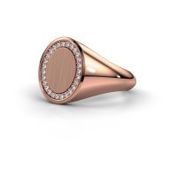 Image of Men's ring floris oval 3<br/>585 rose gold<br/>Diamond 0.203 crt