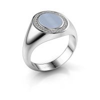 Afbeelding van Zegelring hilda 1<br/>950 platina<br/>Licht blauwe lagensteen 10x8 mm