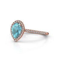 Image of Engagement ring seline per 2<br/>585 rose gold<br/>Blue topaz 8x6 mm