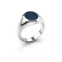 Afbeelding van Zegelring Herman 2<br/>585 witgoud<br/>Donker blauw lagensteen 12x10 mm