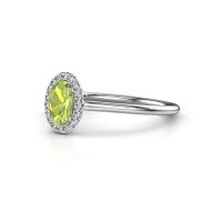 Image of Engagement ring seline ovl 1<br/>585 white gold<br/>Peridot 6x4 mm
