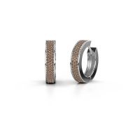 Image of Hoop earrings renee 6 12 mm<br/>925 silver<br/>Brown diamond 1.12 crt