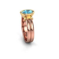 Afbeelding van Ring Gerda 585 rosé goud blauw topaas 8x6 mm