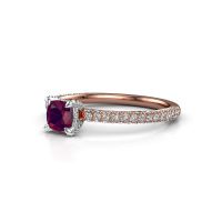 Image of Engagement ring saskia 2 cus<br/>585 rose gold<br/>Rhodolite 4.5 mm