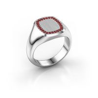 Image of Men's ring floris cushion 2<br/>950 platinum<br/>Ruby 1.2 mm