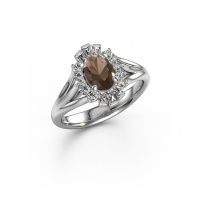 Image of Engagement ring Andrea 950 platinum smokey quartz 7x5 mm