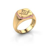 Afbeelding van Heren ring Johan<br/>585 goud<br/>Roze saffier 1.2 mm