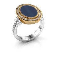 Image of Signet ring cristina<br/>585 white gold<br/>Dark blue sardonyx 14x10 mm