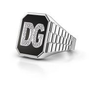 Image of Rolex style ring Stephan 3 950 platinum zirconia 1 mm