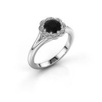 Afbeelding van Aanzoeksring Claudine 585 witgoud zwarte diamant 1.00 crt