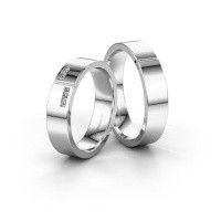 Image of Wedding rings set WH1106LM15AP ±5x1.7 mm 14 Carat white gold diamond 0.02 crt