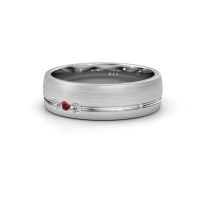 Image of Wedding ring WH0322L25AM<br/>585 white gold ±6x1.7 mm<br/>Ruby