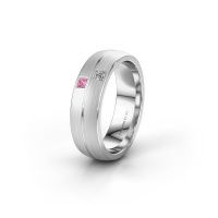 Image of Wedding ring WH0250L26BM<br/>950 platinum ±6x2 mm<br/>Pink sapphire