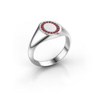 Image of Signet ring Rosy Oval 1 950 platinum ruby 1.2 mm
