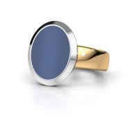 Afbeelding van Zegelring Oscar 4<br/>585 goud<br/>Blauw lagensteen 15x12 mm
