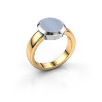 Afbeelding van Zegelring Oscar 2<br/>585 goud<br/>Licht blauwe lagensteen 11x9 mm