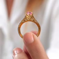 Afbeelding van Verlovingsring Shan<br/>585 goud<br/>Roze saffier 6 mm