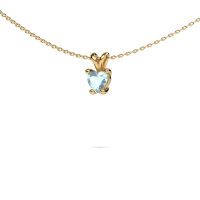 Image of Necklace Sam Heart 585 gold aquamarine 5 mm