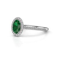 Image of Engagement ring seline ovl 2<br/>950 platinum<br/>Emerald 7x5 mm