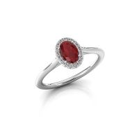 Image of Engagement ring seline ovl 1<br/>950 platinum<br/>Ruby 6x4 mm