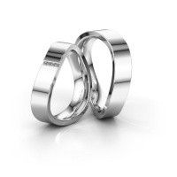 Image of Wedding rings set WH2046LM15CP ±5x2.2 mm 14 Carat white gold diamond 0.007 crt