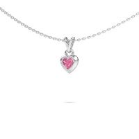 Image of Pendant Charlotte Heart 585 white gold pink sapphire 4 mm