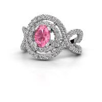 Image de Bague Chau<br/>950 platine<br/>Saphir rose 7x5 mm