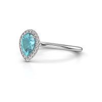 Image of Engagement ring seline per 1<br/>585 white gold<br/>Blue topaz 7x5 mm