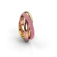 Image de Bague trinity 2<br/>585 or rose<br/>Saphir rose 1 mm