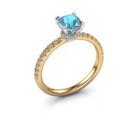 Afbeelding van Verlovingsring Crystal CUS 4 585 goud blauw topaas 5.5 mm