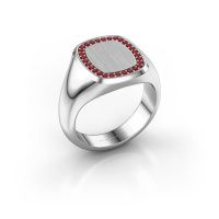 Image of Men's ring floris cushion 3<br/>585 white gold<br/>Ruby 1.2 mm