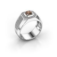 Image of Men's ring pavan<br/>375 white gold<br/>brown diamond 1.088 crt