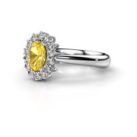Image de Bague de fiançailles Margien 1<br/>585 or blanc<br/>Saphir jaune 7x5 mm