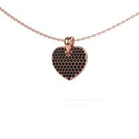 Image of Necklace Heart 5 585 rose gold black diamond 0.48 crt