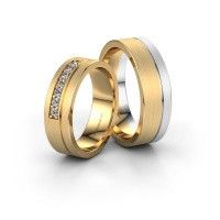 Image of Wedding rings set WH0312LM16AM ±6x1.7 mm 14 Carat white gold diamond 0.03 crt