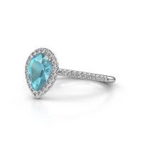 Image of Engagement ring seline per 2<br/>950 platinum<br/>Blue topaz 8x6 mm