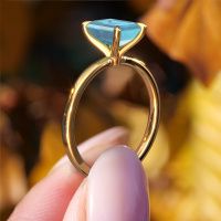 Image of Engagement Ring Crystal Eme 1<br/>585 gold<br/>Blue topaz 8x6 mm