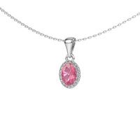 Image of Pendant Seline ovl 925 silver pink sapphire 7x5 mm