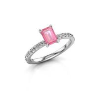 Afbeelding van Verlovingsring Crystal EME 2 950 platina roze saffier 6.5x4.5 mm