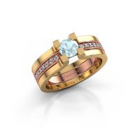 Image of Engagement ring Myrthe<br/>585 rose gold<br/>Aquamarine 5 mm