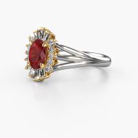 Image of Engagement ring Andrea 585 white gold ruby 7x5 mm