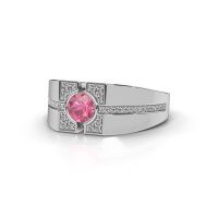 Afbeelding van Herenring Thijmen<br/>950 platina<br/>Roze saffier 5 mm