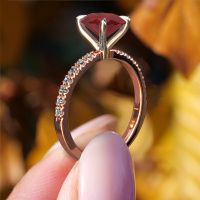 Image of Engagement Ring Crystal Ovl 2<br/>585 rose gold<br/>Ruby 9x7 mm