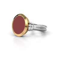 Afbeelding van Zegelring Jake 2<br/>585 witgoud<br/>rode emaille 12x10 mm